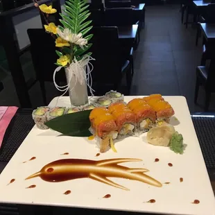 California roll and creamy spider roll!