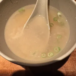 Cloudy soup  0/10 no season and idk what the white chunk was inside