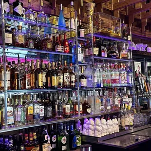 shelves of alcohol bottles
