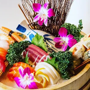 sashimi, sushi, sushi and sashimi, food