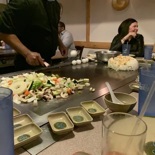 a chef preparing food