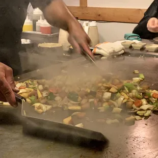 a person cooking food