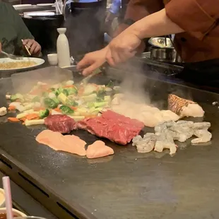 Now doing the meats and veggies