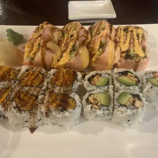 Sunset , sweet potato, peanut avocado roll