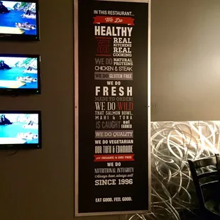 the menu for the restaurant