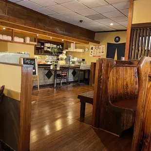 the interior of a japanese restaurant