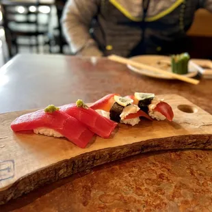 sushi on a cutting board