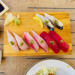 sushi - prepared nicely and seasoned under the fish