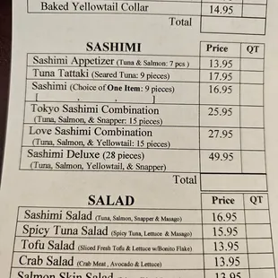menu