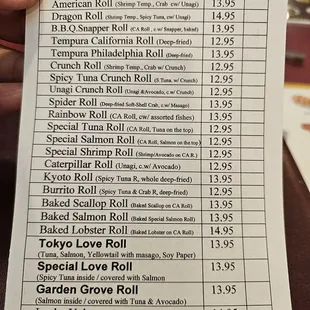 menu