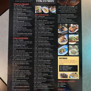 Dinner menu front