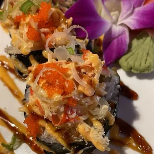 a plate of sushi