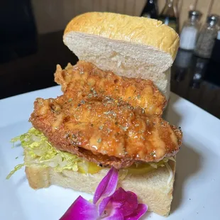 Togarashi Tempura Honey Fried Chicken Sando
