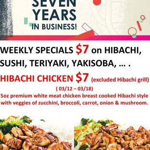Hibachi chicken $7 (03/12 - 03/18)