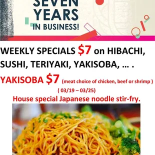 Yakisoba entrees $7