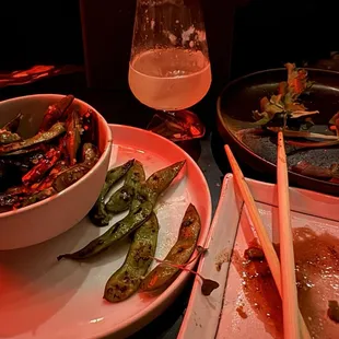 Spicy charred  edemame