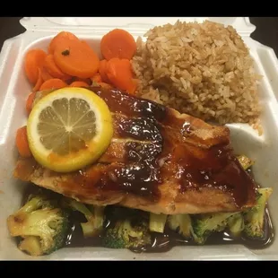 Teriyaki Salmon- well done (to go)