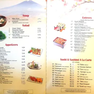 Menu (as of July 2021)