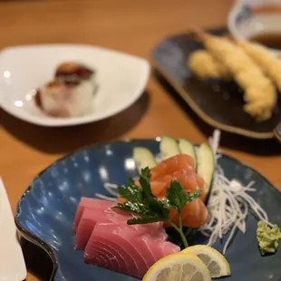 sashimi, sushi, sushi and sashimi, food