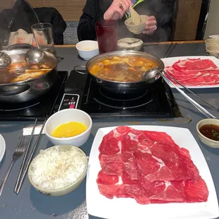 Beef and lamb, Mongolian and spicy broth