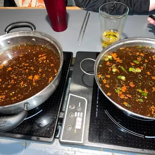 Spicy and Mongolian broths