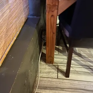Wires out everywhere. Sticky ass tables and broken chairs.
