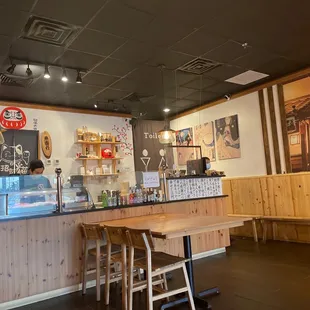 the interior of a ramen and poke restaurant