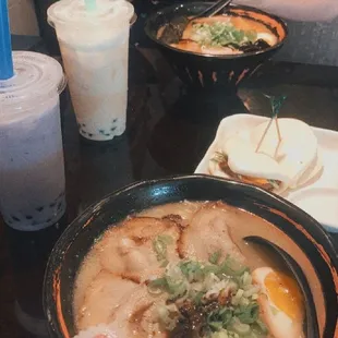 Tonkotsu Ramen, Shoyu Ramen, Taro Milk Tea