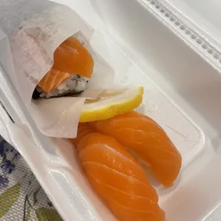 Salmon roll and sushi