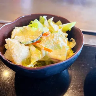 a bowl of food on a table
