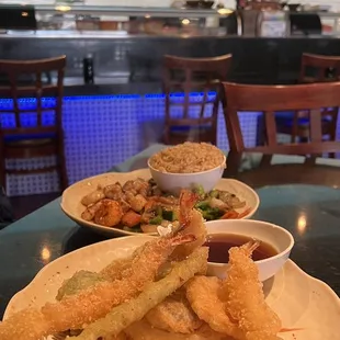 two plates of food on a table