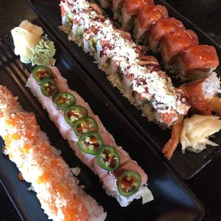 Firecracker roll, hamachi roll, samurai roll,  deep impact roll (maybe not in that order)