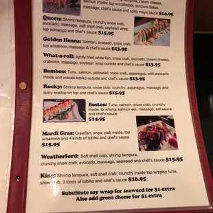 menu