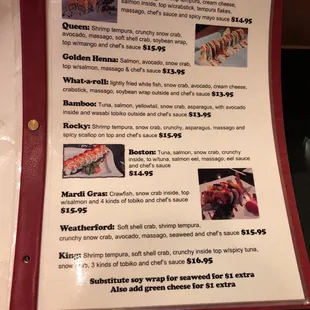 menu