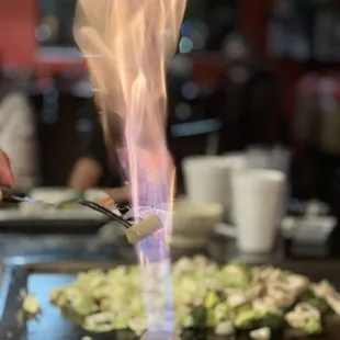 a flame coming out of a hot plate