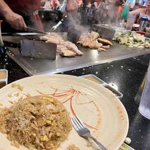 a plate of food on a counter