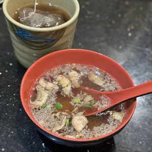 Mushroom soup and my green tea