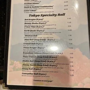 menu