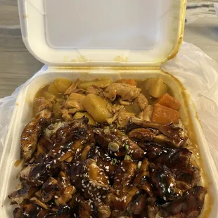 Half chicken teriyaki half chicken curry