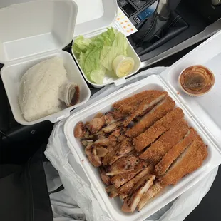 Katsu and teriyaki combo. Yep, this is one order.