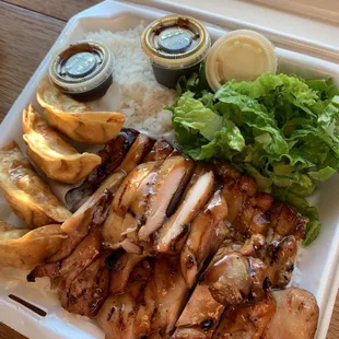 Chicken teriyaki and gyoza combo