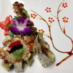 a plate of sushi