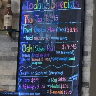 Special daily menu