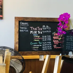 Drinks menu