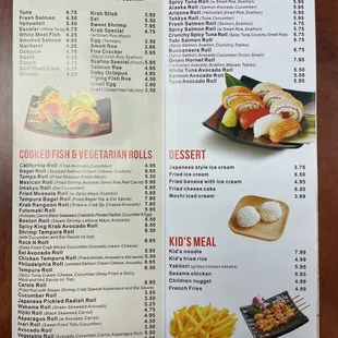 Sushi &amp; kids Menu, Tokyo Sushi