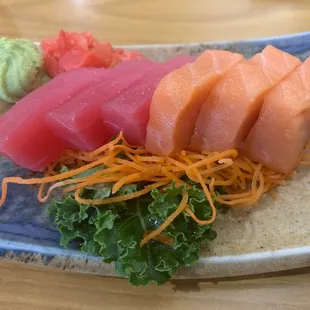 Salmon and tuna sashimi