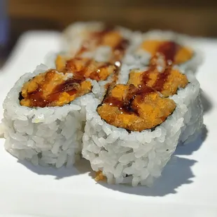 Sweet potato and tempura sushi rolls