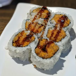 Sweet potato and tempura sushi rolls