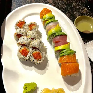 Spicy tuna roll and rainbow roll