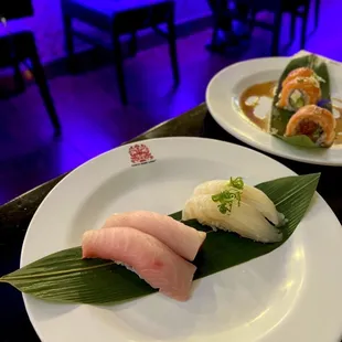 Yellowtail (left), Halibut (right)